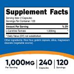 Nutricost L-Carnitine Tartrate 1000mg, 240 Capsules