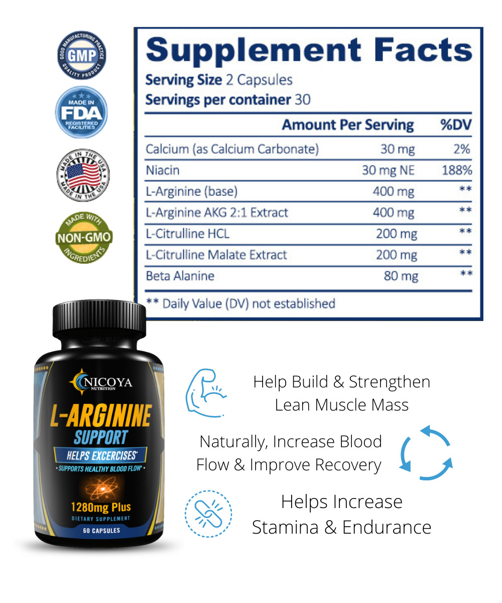 L-Arginine Nitric Oxide Muscle Booster Supplement