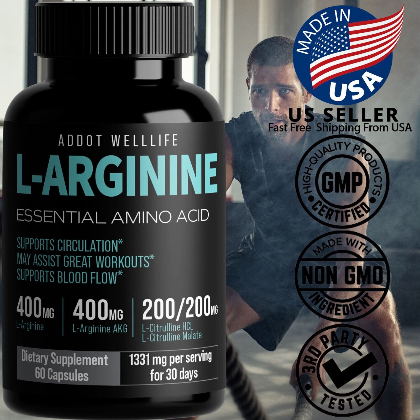 L-Arginine Nitric Oxide Pre-Workout for Men