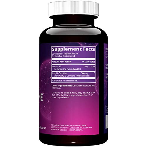MRM Acetyl L-Carnitine 500mg, 60 Vegan Caps