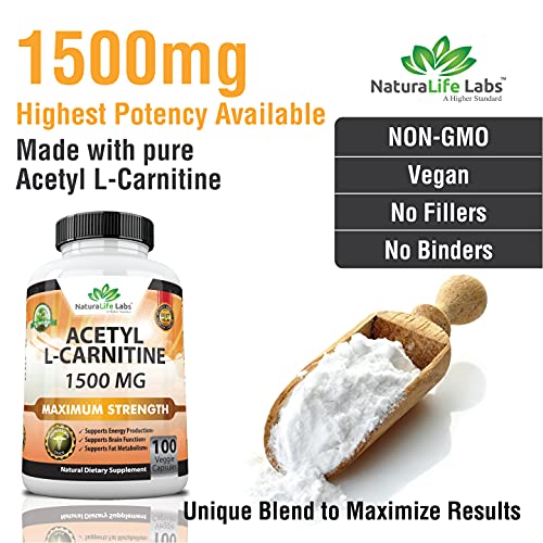 High Potency Acetyl L-Carnitine 1,500 mg Capsules