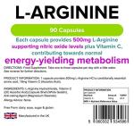L-Arginine 500mg - 90 Capsules for Health