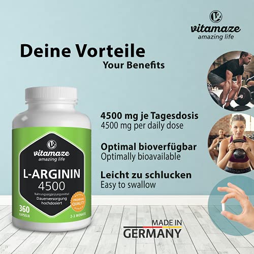 High-Potency L-Arginine Capsules, 4500 mg, 360 Count
