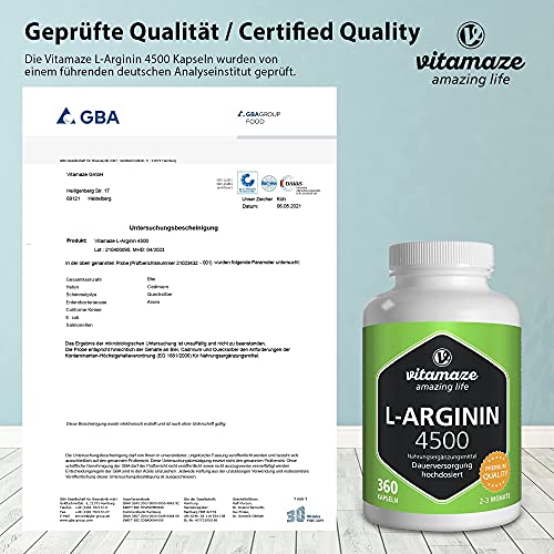 High-Potency L-Arginine Capsules, 4500 mg, 360 Count
