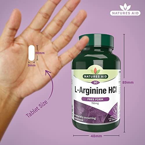 Natures Aid 750mg L-Arginine Tablets, 90 Count