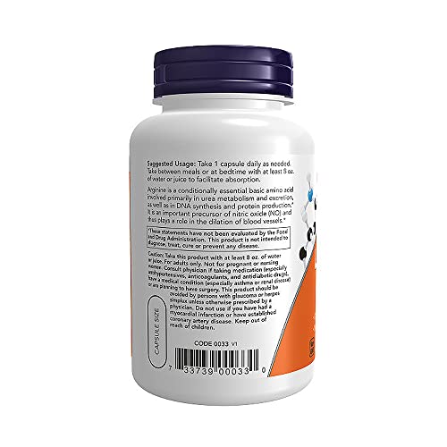 NOW L-Arginine 700 mg Veg Capsules - Nitric Oxide
