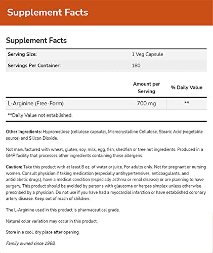 NOW L-Arginine 700 mg Veg Capsules - Nitric Oxide