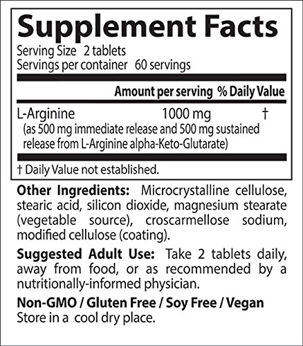Doctor's Best L-Arginine 500 mg Tablets, 120 Count