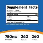 Nutricost L-Arginine L-Citrulline Complex 750mg 240 Capsules