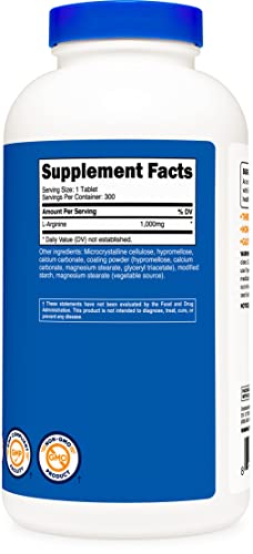 Nutricost L-Arginine 1000mg Amino Acid Tablets