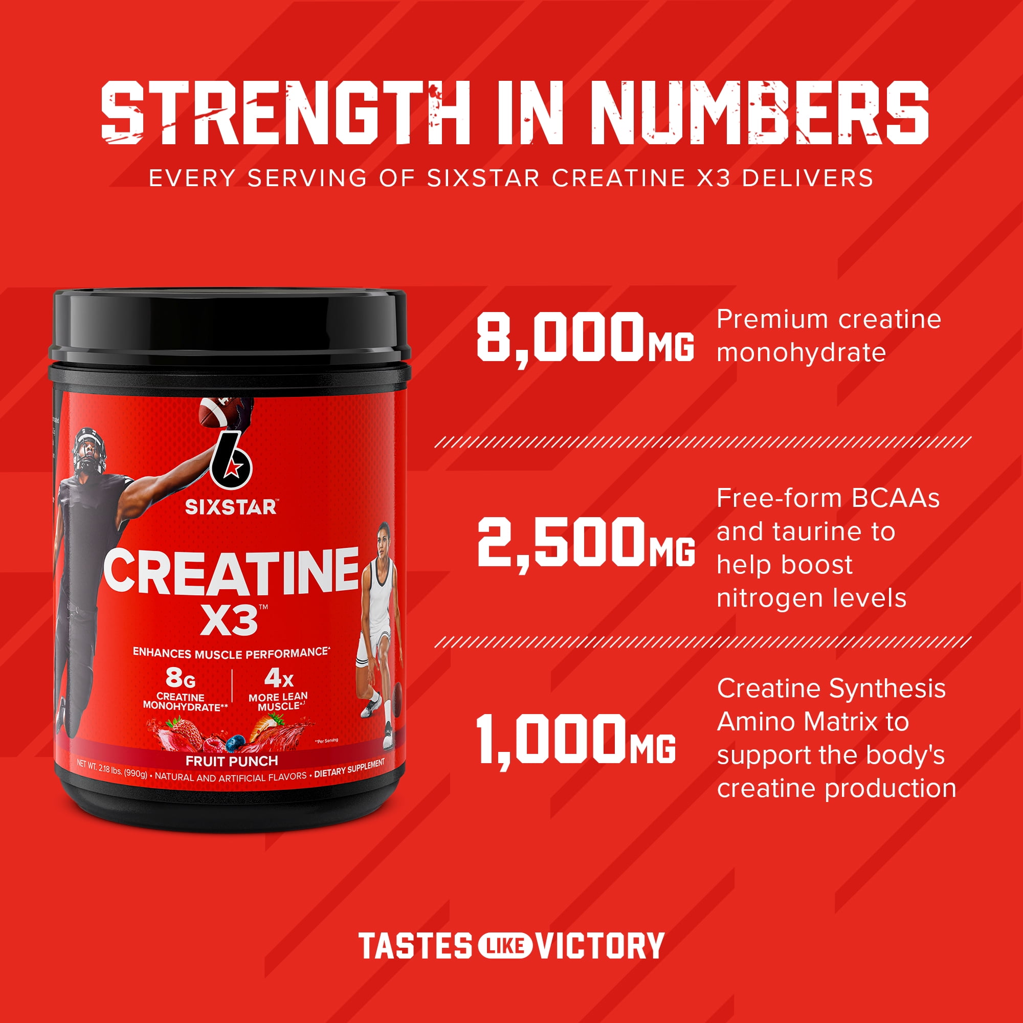 Fruit Punch Creatine X3 BCAA Powder, 30 Servings