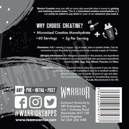 Warrior Creatine Monohydrate Powder - 300g Unflavoured
