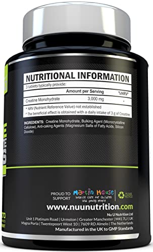 Creatine Monohydrate Tablets 3000mg, Vegan Energy Boost