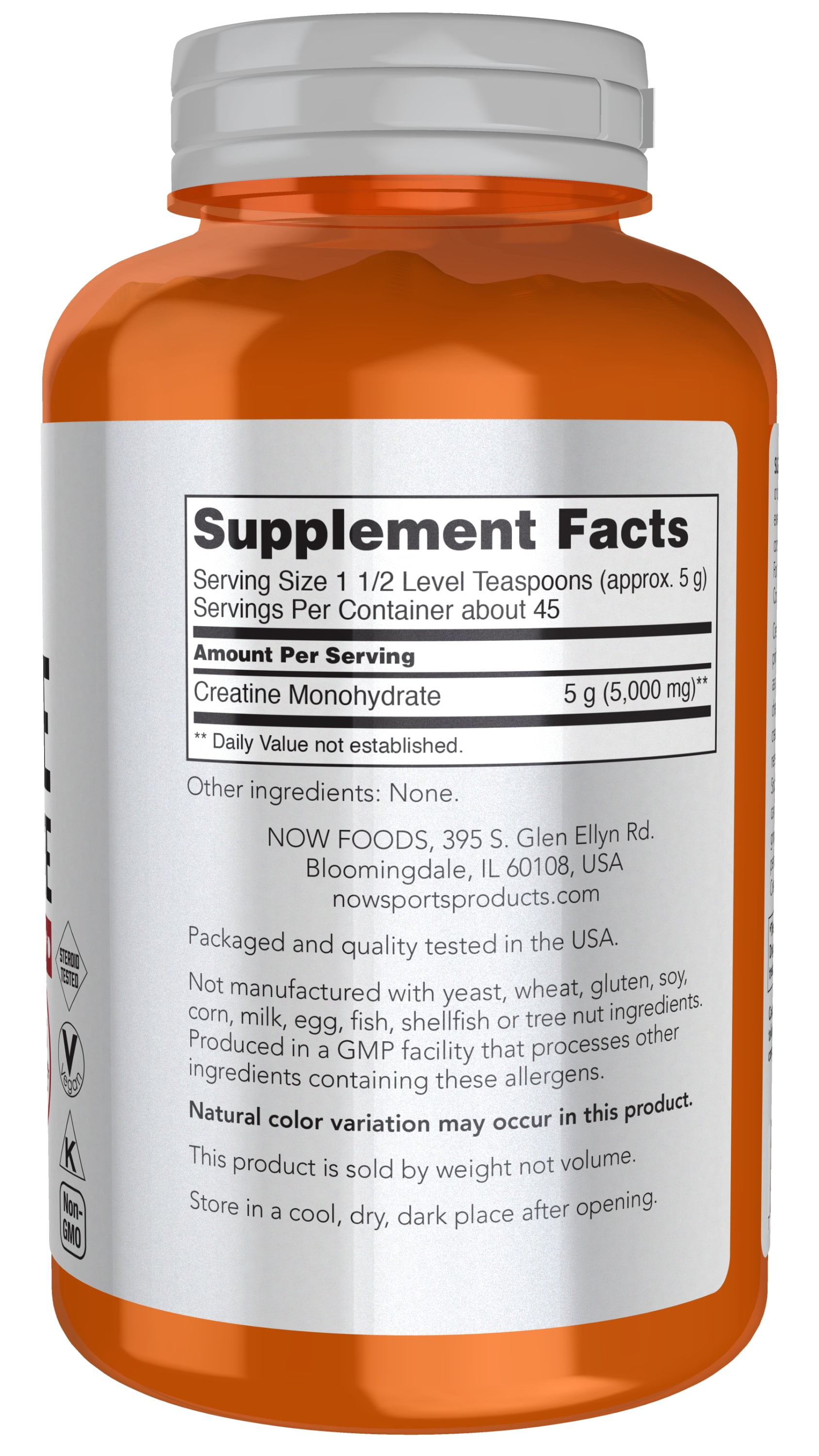 NOW Sports Creatine Monohydrate Powder, 8 Ounces