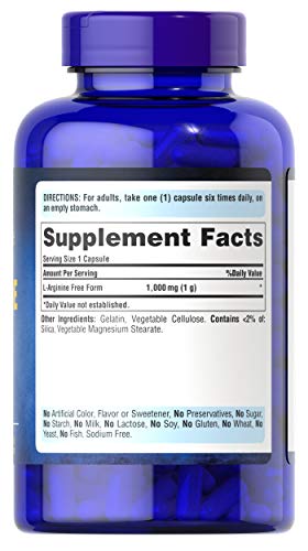 Puritan's Pride L-Arginine 1000mg Capsules, 100ct