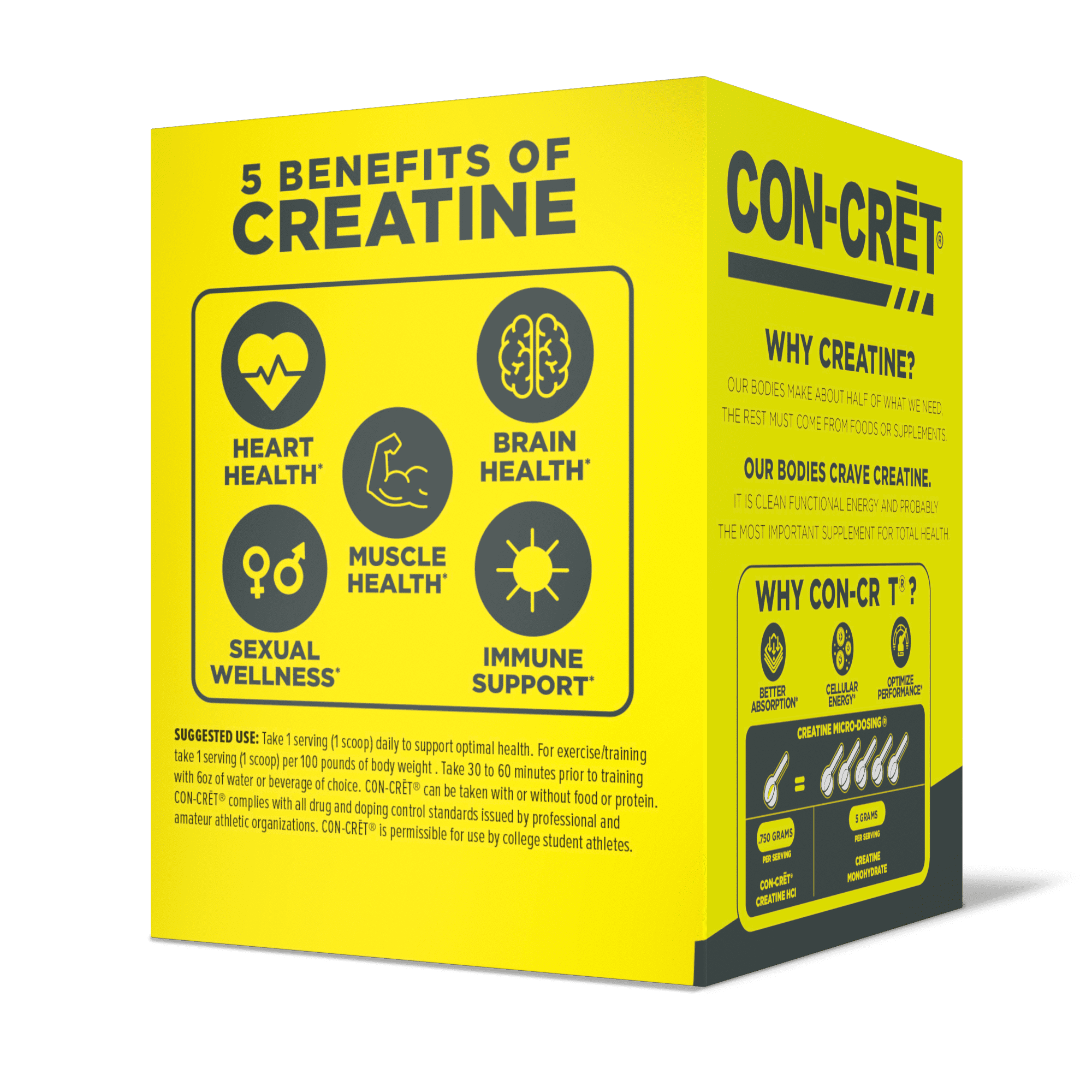 CON-CRET Creatine HCl Lemon Lime Powder, 48 Servings