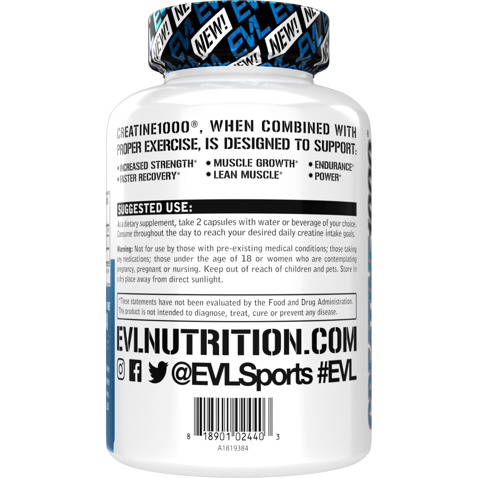 EVLution Nutrition Creatine 1000mg Veggie Capsules