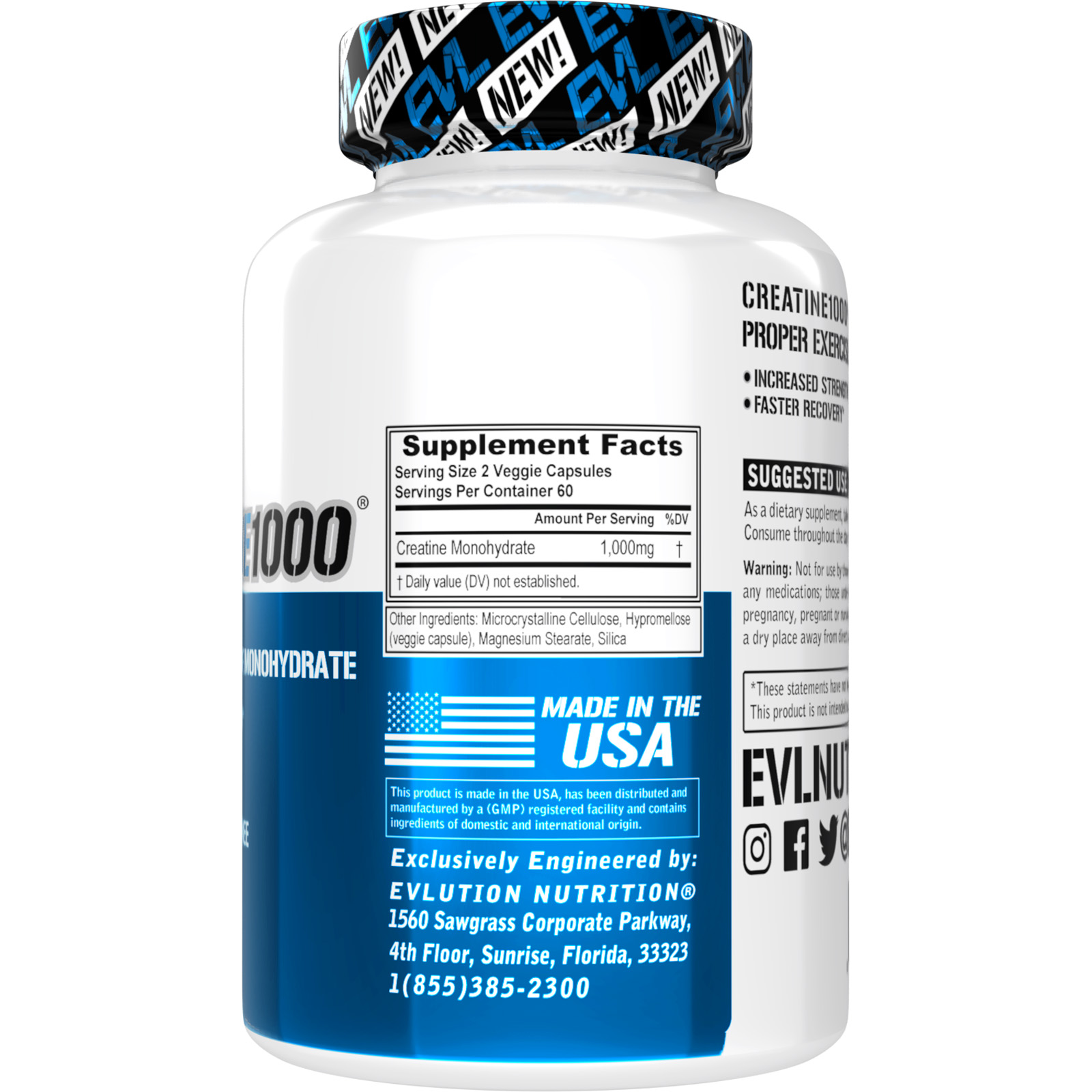 EVLution Nutrition Creatine 1000mg Veggie Capsules