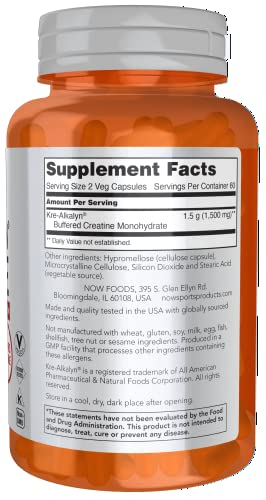 NOW Sports Kre-Alkalyn Creatine 750 mg, 120 Veg Caps