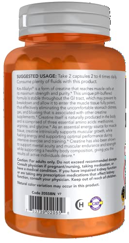 NOW Sports Kre-Alkalyn Creatine 750 mg, 120 Veg Caps