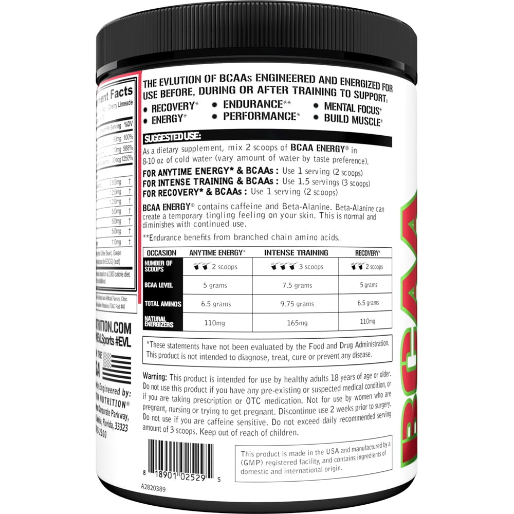 EVL BCAA Energy Amino Acid Pre Workout Powder