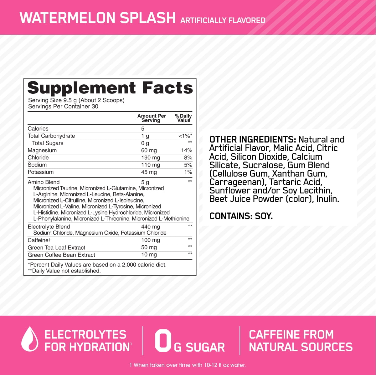 Amino Energy + Electrolytes Powder, Watermelon, 30 Servings