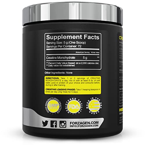 FORZAGEN Micronized Creatine Monohydrate Powder, 72 Servings