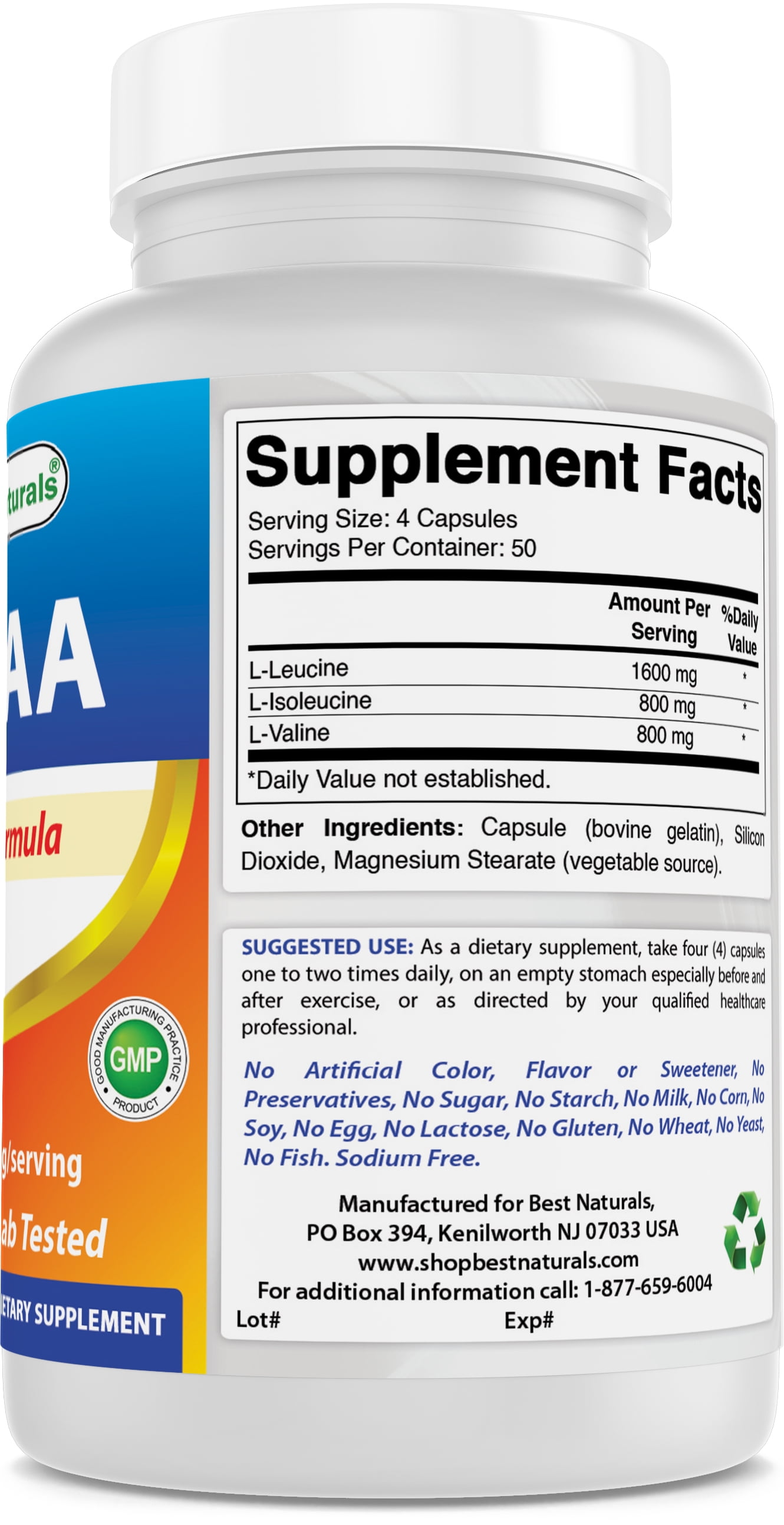 BCAA Amino Acids, 3200mg, 200 Capsules