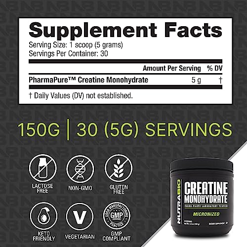 NutraBio Creatine Monohydrate 150g