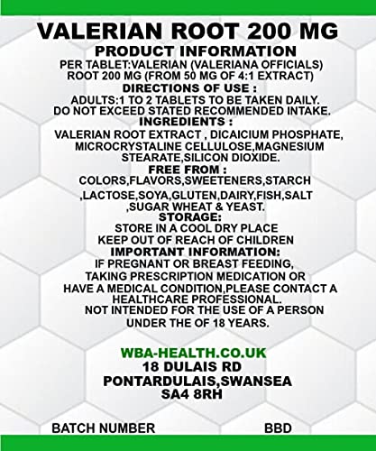 Valerian Root 200 MG - 365 Tablets Supply