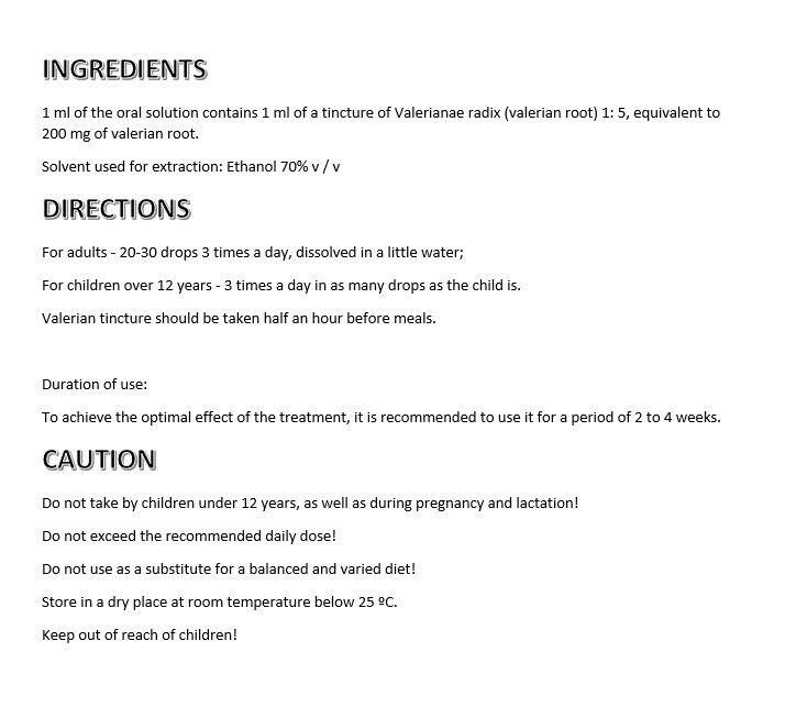 Valerian Tincture Drops for Relaxation and Sleep