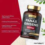 Korean Ginseng 6000mg Tablets | 120 Vegan Capsules