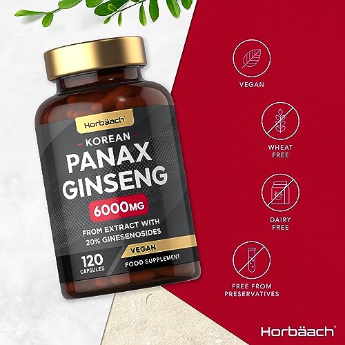Korean Ginseng 6000mg Tablets | 120 Vegan Capsules
