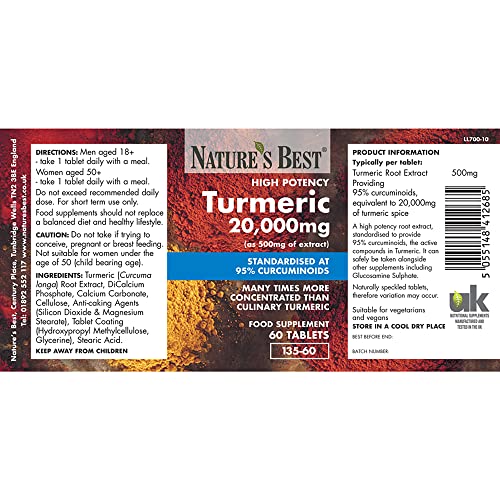 High Strength Turmeric 20,000mg | 60 Vegan Tablets