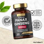 Korean Ginseng 6000mg Tablets | 120 Vegan Capsules