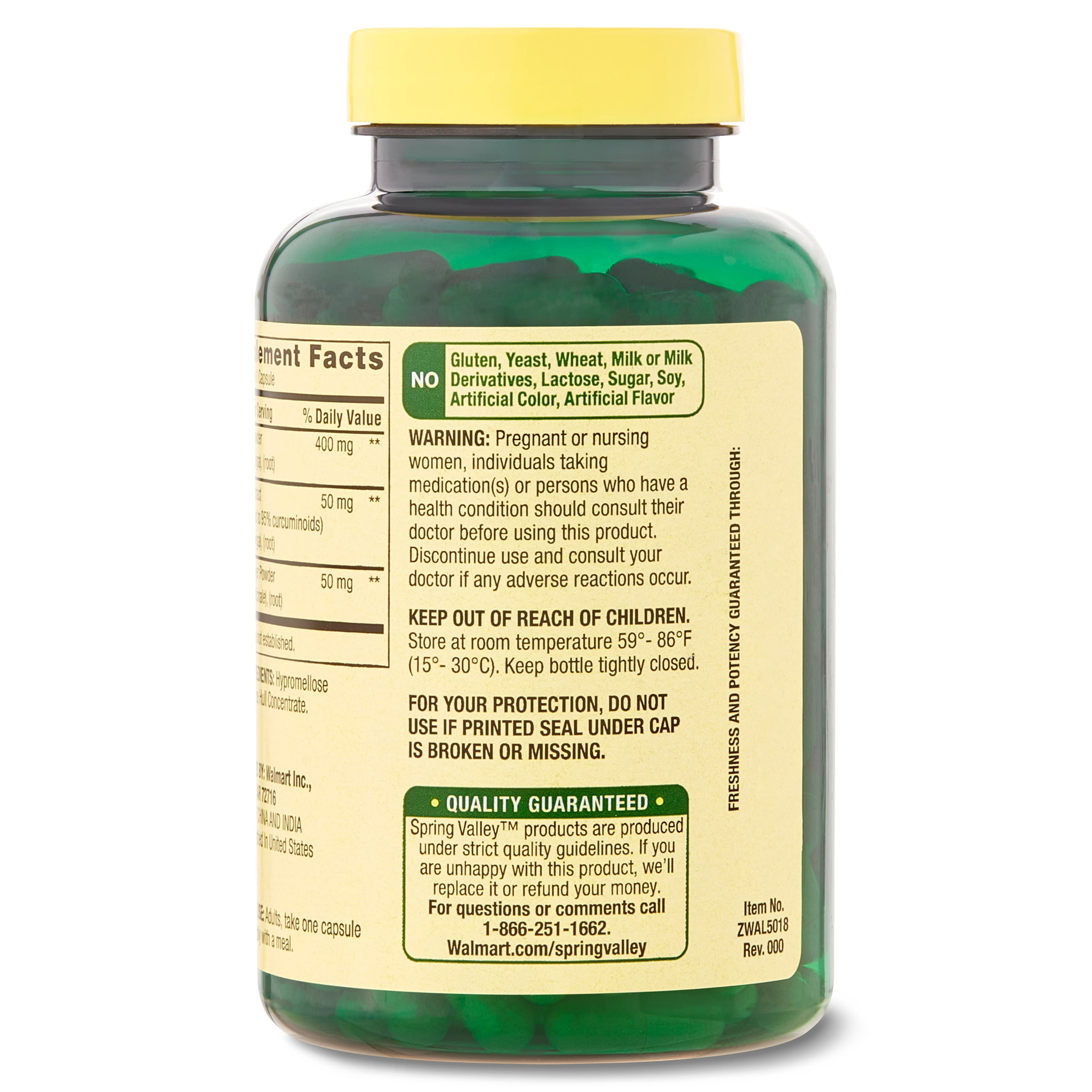 Turmeric Curcumin with Ginger Powder 500mg, 180 Count
