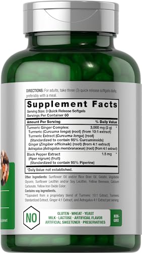 Turmeric Ginger Supplement with Black Pepper, 3000 mg