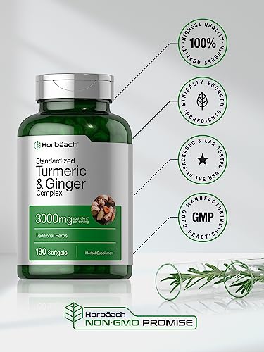 Turmeric Ginger Supplement with Black Pepper, 3000 mg