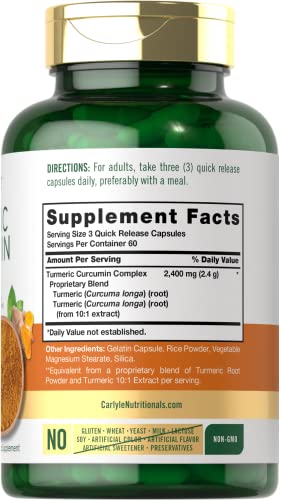 Carlyle Turmeric Curcumin 2400mg - 180 Capsules