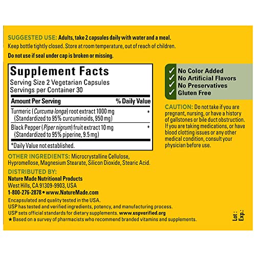 Nature Made Turmeric Curcumin with Black Pepper, 1000mg