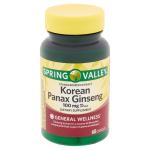 Spring Valley 100 mg Panax Ginseng Capsules, 60 Count