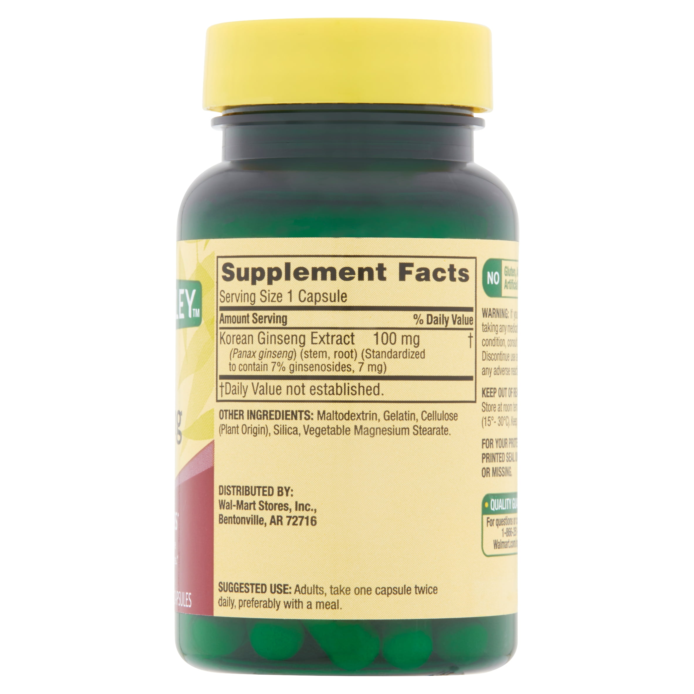 Spring Valley 100 mg Panax Ginseng Capsules, 60 Count