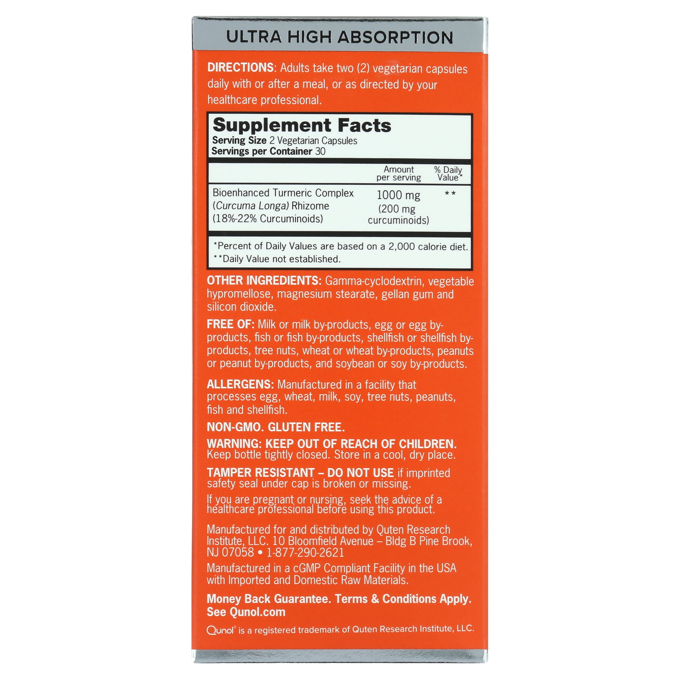 Qunol Turmeric Curcumin Capsules, 1000mg, 60 Count