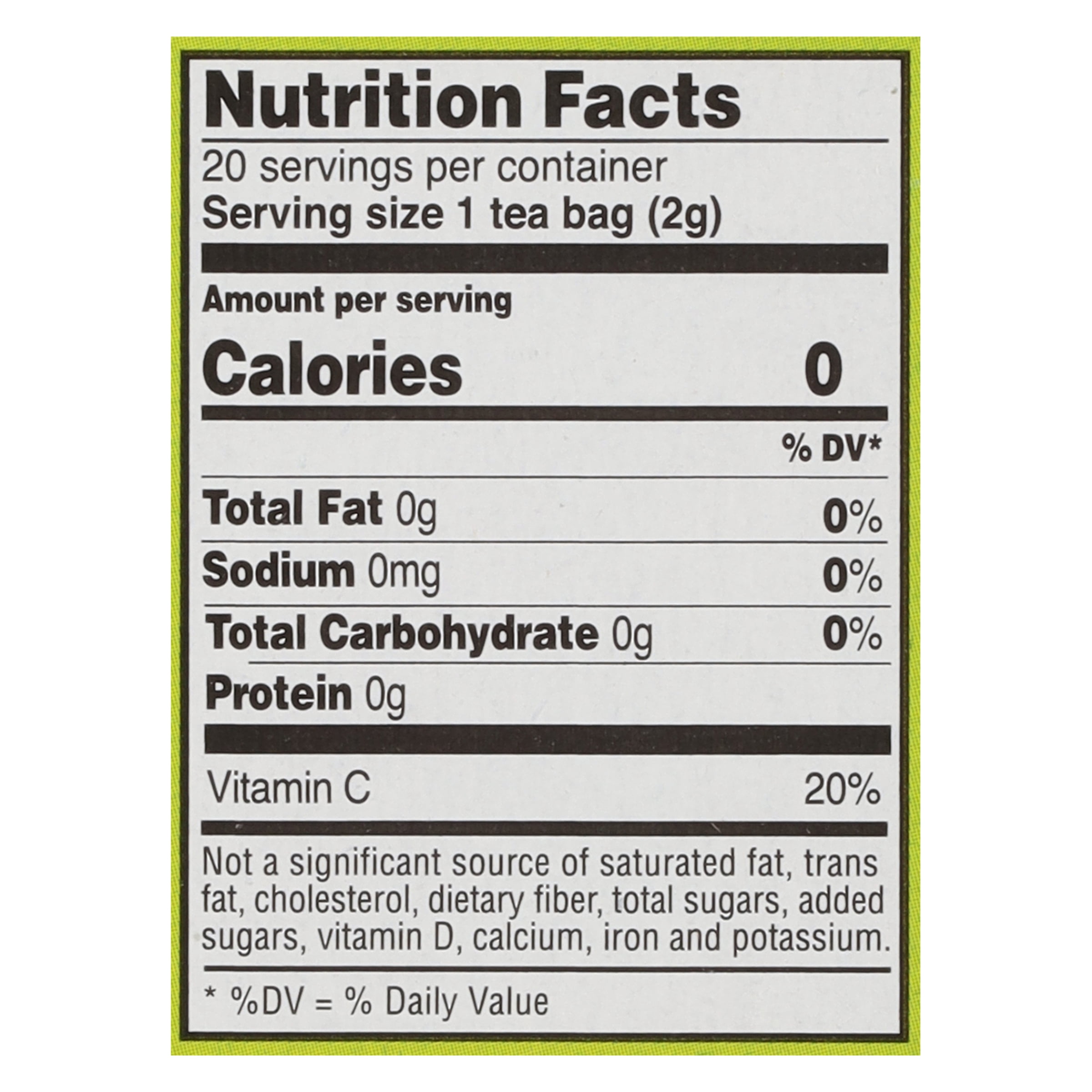 Honey Lemon Ginseng Green Tea Bags - 20 Count