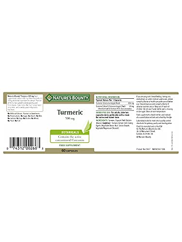 Nature's Bounty Turmeric Capsules - 500mg, 60 Count