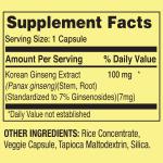 Korean Panax Ginseng Vegetarian Capsules, 100 mg