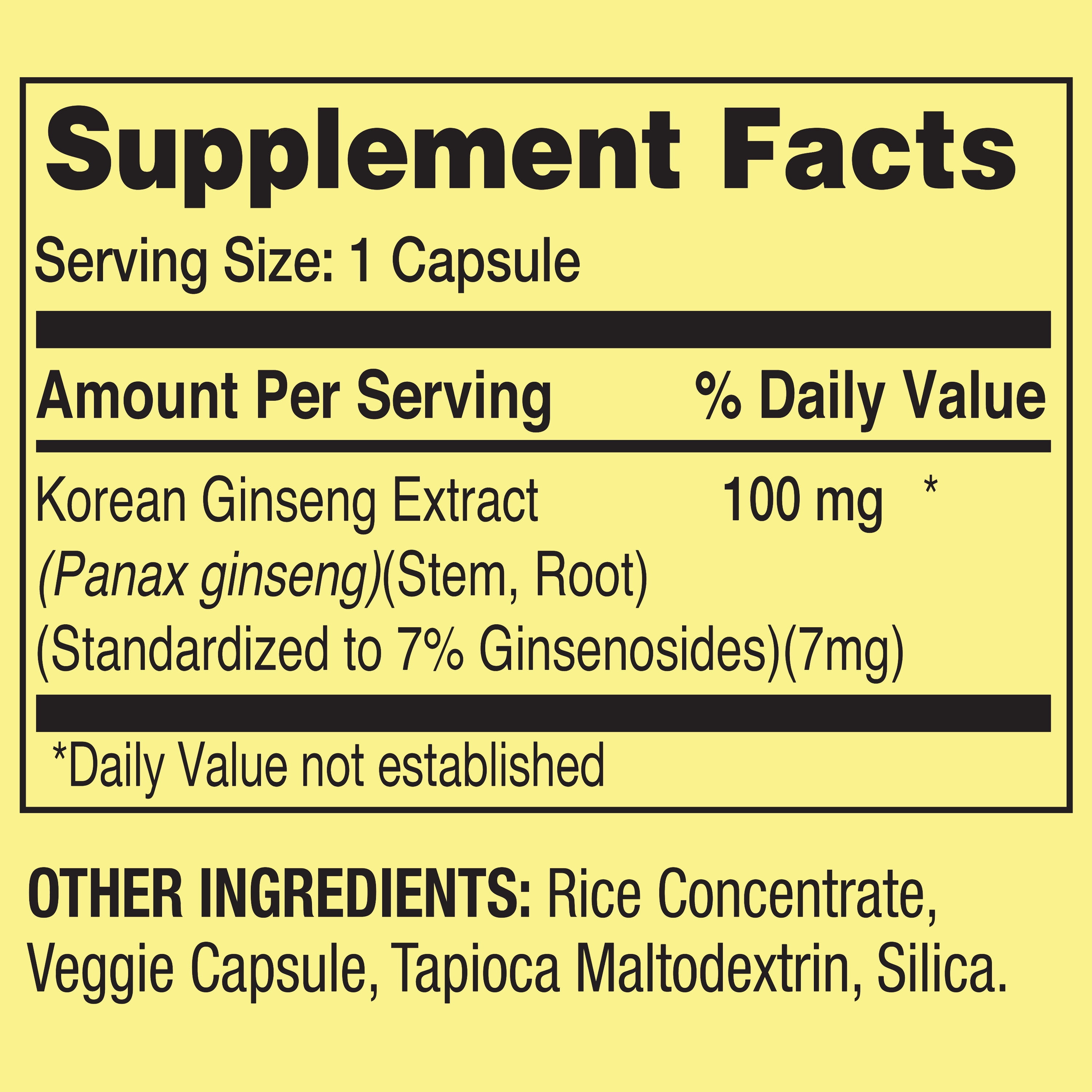 Korean Panax Ginseng Vegetarian Capsules, 100 mg