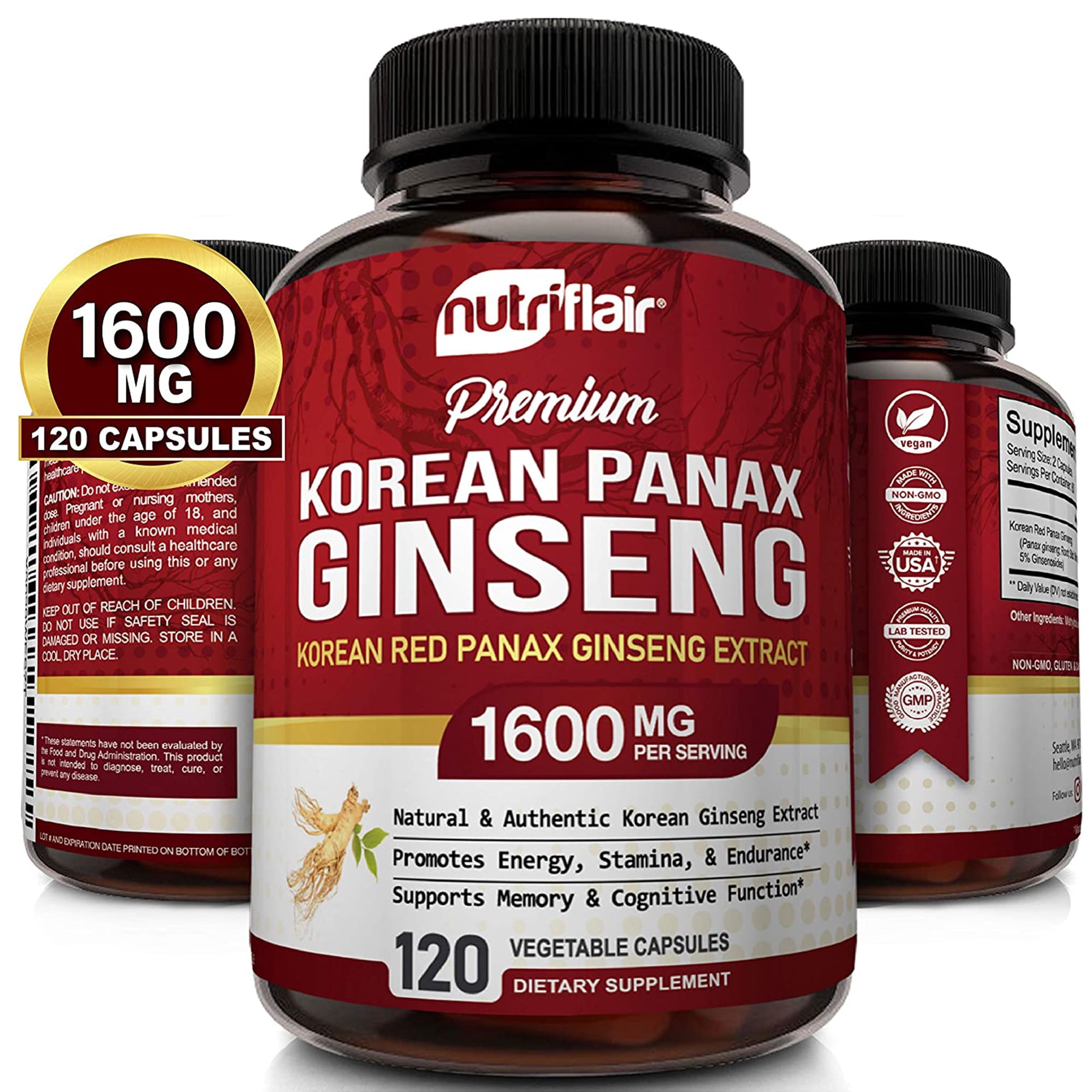 NutriFlair Korean Ginseng Capsules for Energy & Focus