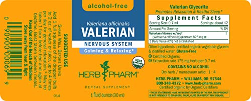 Herb Pharm Organic Valerian Root Extract for Relaxation
