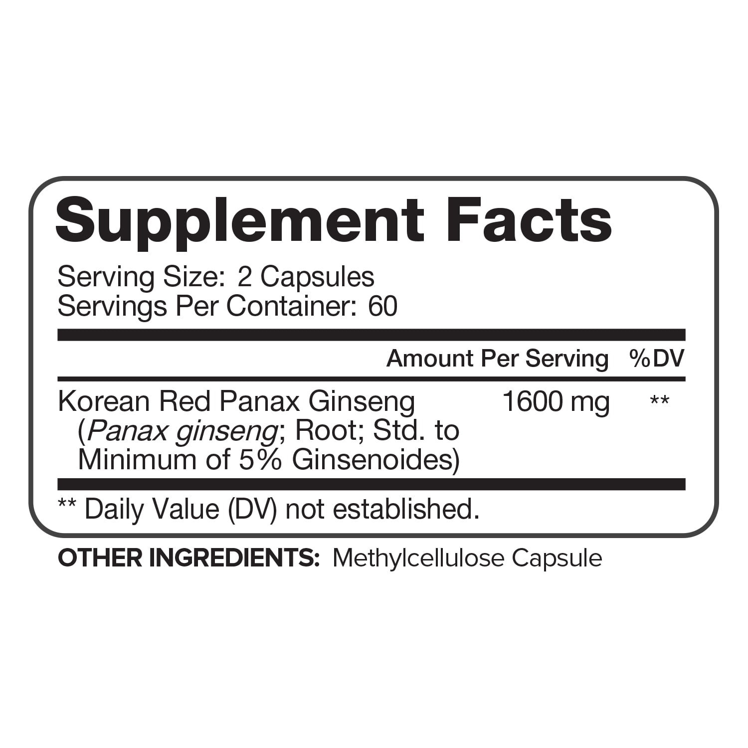 Nutrivein Korean Red Panax Ginseng 1600mg Capsules